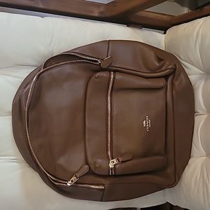 Coach brown pebble leather backpack